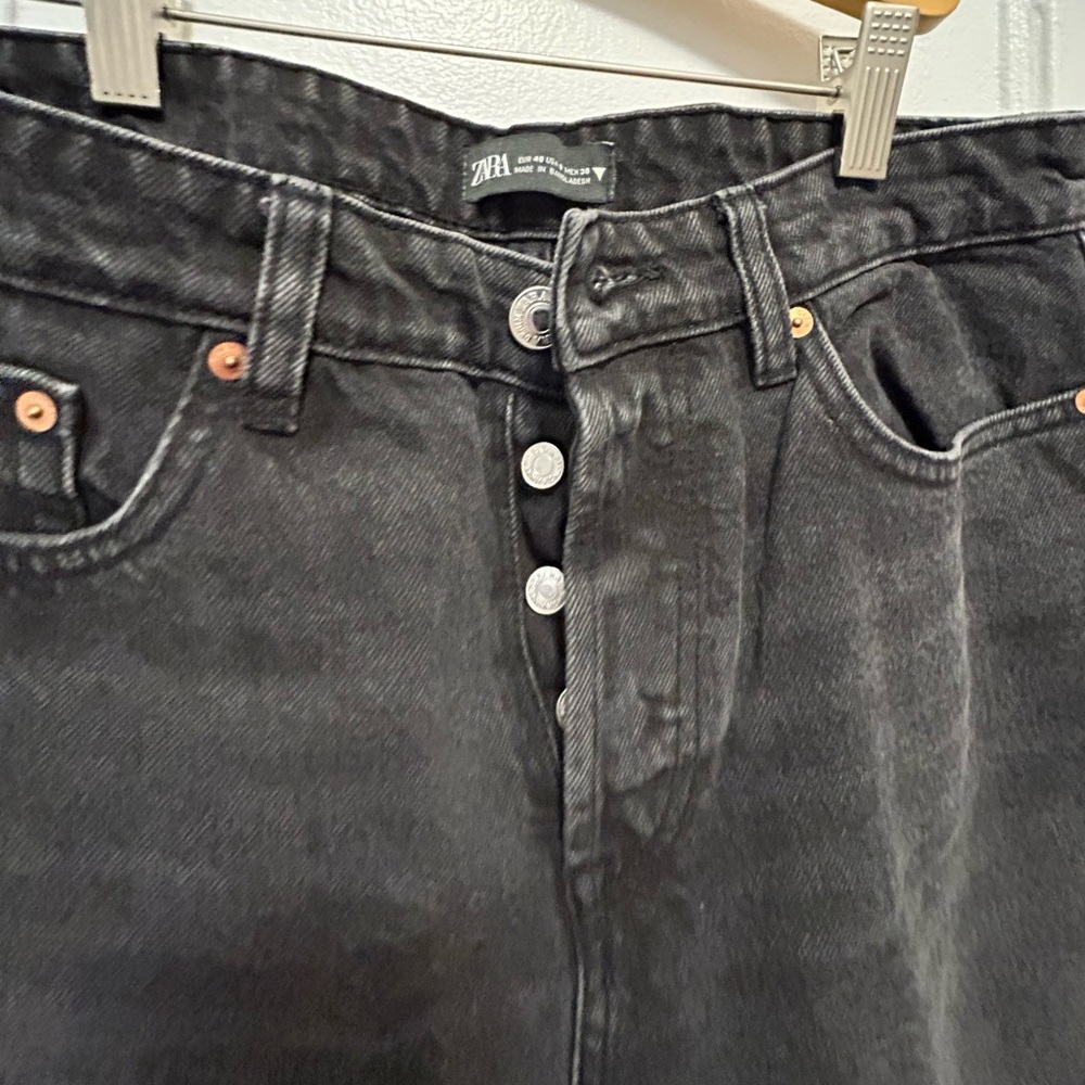 Zara Straight leg high rise black jeans - Picture 5 of 6